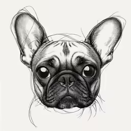 a black and white drawing of a dog