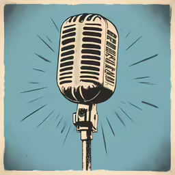 an old microphone drawing on the back of a card