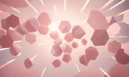 abstract pink shapes with beams coming out