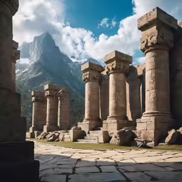 a large ancient building with many columns