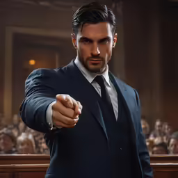 the person is pointing at something in the room
