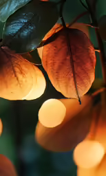 lighted balls of light shine on an outdoor tree