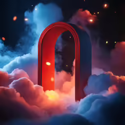 an image of a door in the clouds