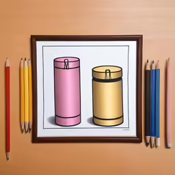 the two tins are next to different colored pencils