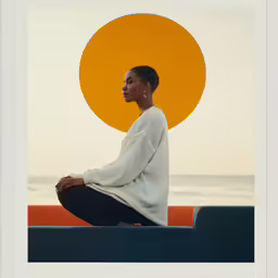 a woman sitting on top of a couch