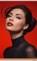 a woman with dark makeup and long hair