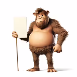 a monkey holding a sign in the middle of his hand