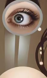 an eye on a wall looking down from above
