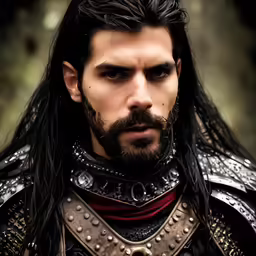 an image of a man with long hair wearing armor
