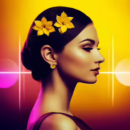 the woman is wearing a flower in her hair