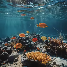 many different types of fish swim in water