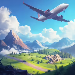 a big plane is flying over a hill side
