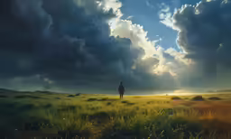 a person in a field of tall grass