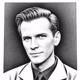 black and white photograph of man in suit and tie