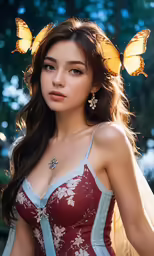 a very young girl with some butterfly wings in her hair