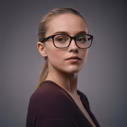 woman with glasses posing for photo shoot for the camera