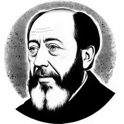 a drawing of a man with beards and an oval background
