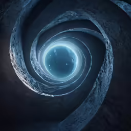 a very big spiral of light coming out of it
