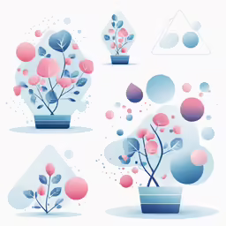 three pots filled with flowers next to an object