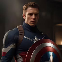 a man dressed as captain america in an image from the avengers movie