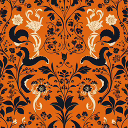 a pattern made from black and orange flowers on an orange background