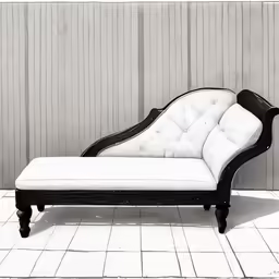 a black and white sofa with white cushions