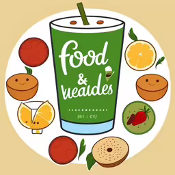 food and vegetables with a green beverage in a glass,an illustrated image of food and beverages,food and vegetables surrounding a tall drink glass,this is a cup of food and we have fruits and vegetables around it,the drink is surrounded by various fresh fruits