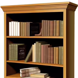 books on top of an old bookcase,this is a photo of an bookshelf with books and papers on top of it,there is a book case with some books on it,a book shelf filled with books on top of wooden shelves,the bookcase is full of books and has two books