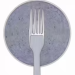 a fork is on a dinner plate against the sky
