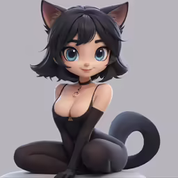 a cartoon character with a cat face and tail