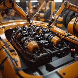 an automated assembly line is shown, showing the many parts