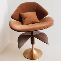 a chair that is on top of a metal base