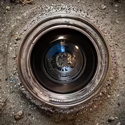 the front wheel and hub are in an old rusty surface