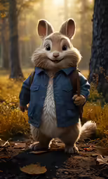 a cartoon mouse wearing a blue coat and brown hat