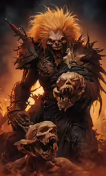 a demon - like creature with spikes and long manes is depicted in a computer generated digital painting