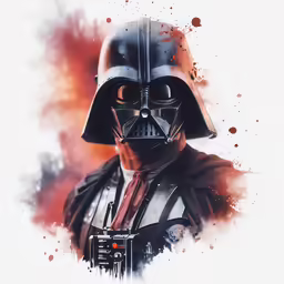 a drawing of a man wearing a darth vader helmet