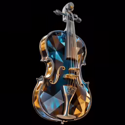 the crystal violin that has a black background