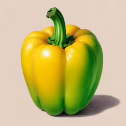 an illustration of yellow peppers with one green pepper still