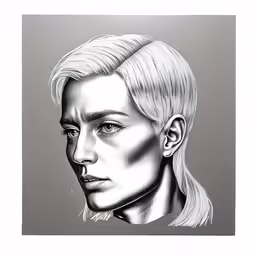 a drawing of a woman with long blonde hair