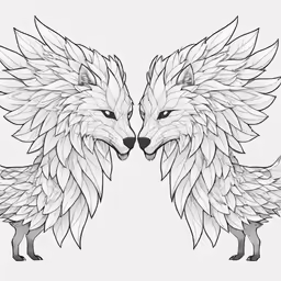 two wolfs face to face in an intricate pattern