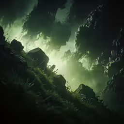 a fantasy and artistic landscape with lots of green foliage