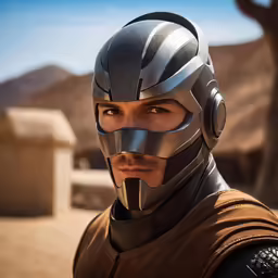 a close up of a person wearing a helmet