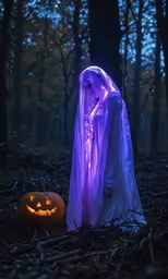 halloween themed image of a ghost in the woods