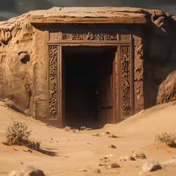 a cave in the desert is built into the sand