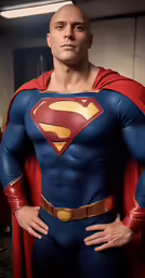 a man in superman outfit poses for a photo