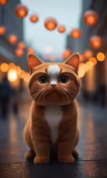 an orange cat with white eyes looking surprised