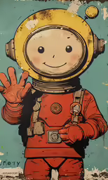 a drawing of an astronaut with his arms outstretched