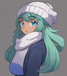 an anime character wearing blue eyes and a white hat