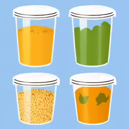 three cups filled with various liquids and some liquid