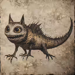 an artistic photo with an image of a creature with large teeth